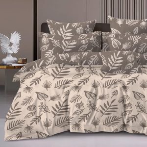 Earthy Leaf Flat Double Bedsheet With 2 Pillow Covers
